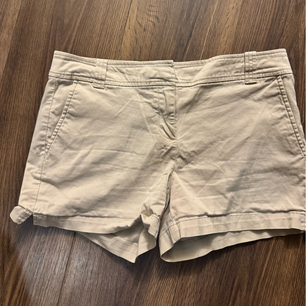 New York & Company Tan Flat Front Chino Shorts